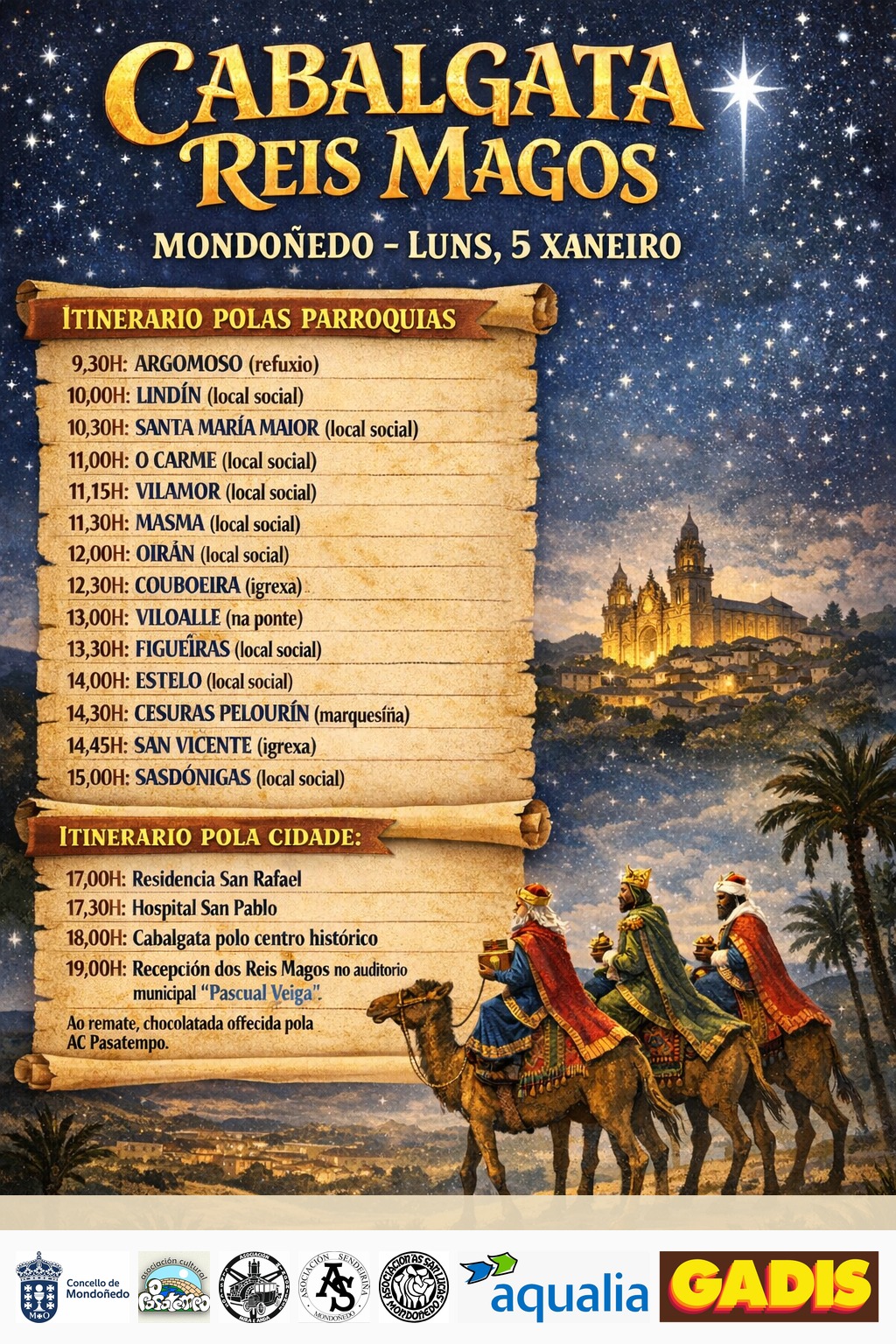 Cartel Cabalgata de Reyes de Mondoñedo