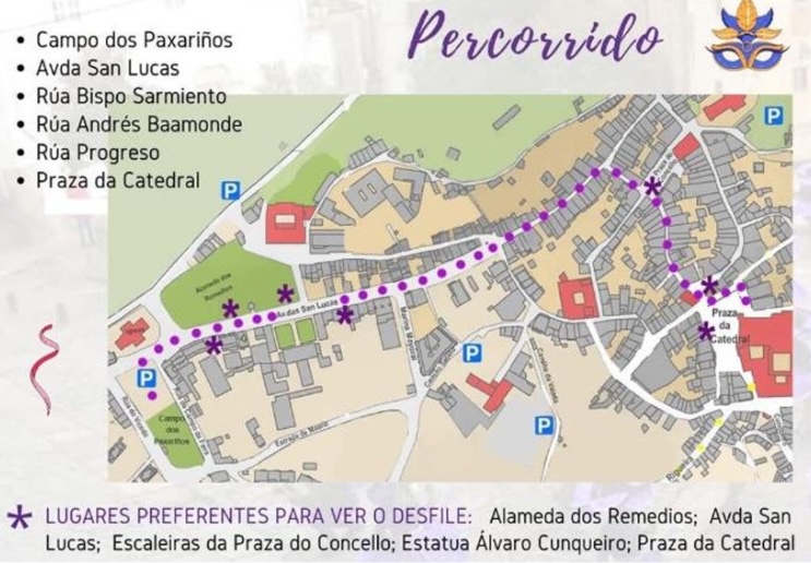 Recorrido del desfile de disfraces