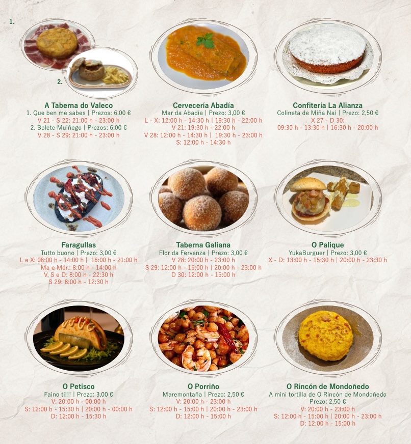 Listado de tapas participantes en la XVIII Ruta de Tapas