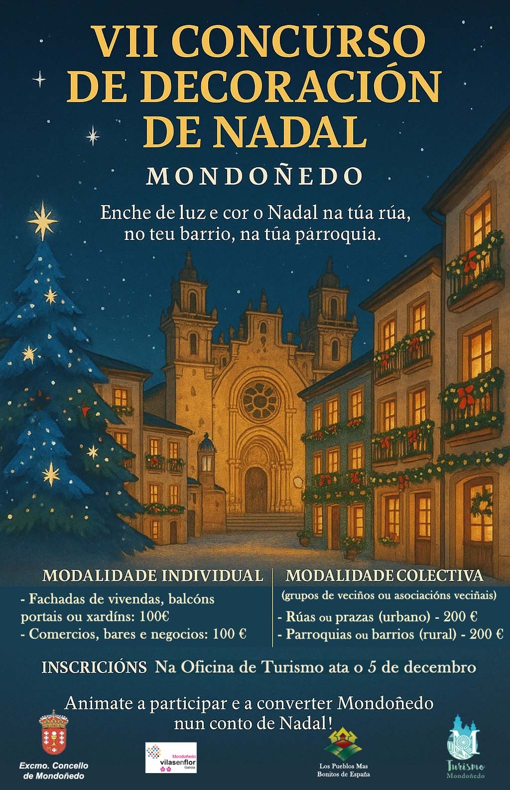 Cartel de concurso de decoración navideña